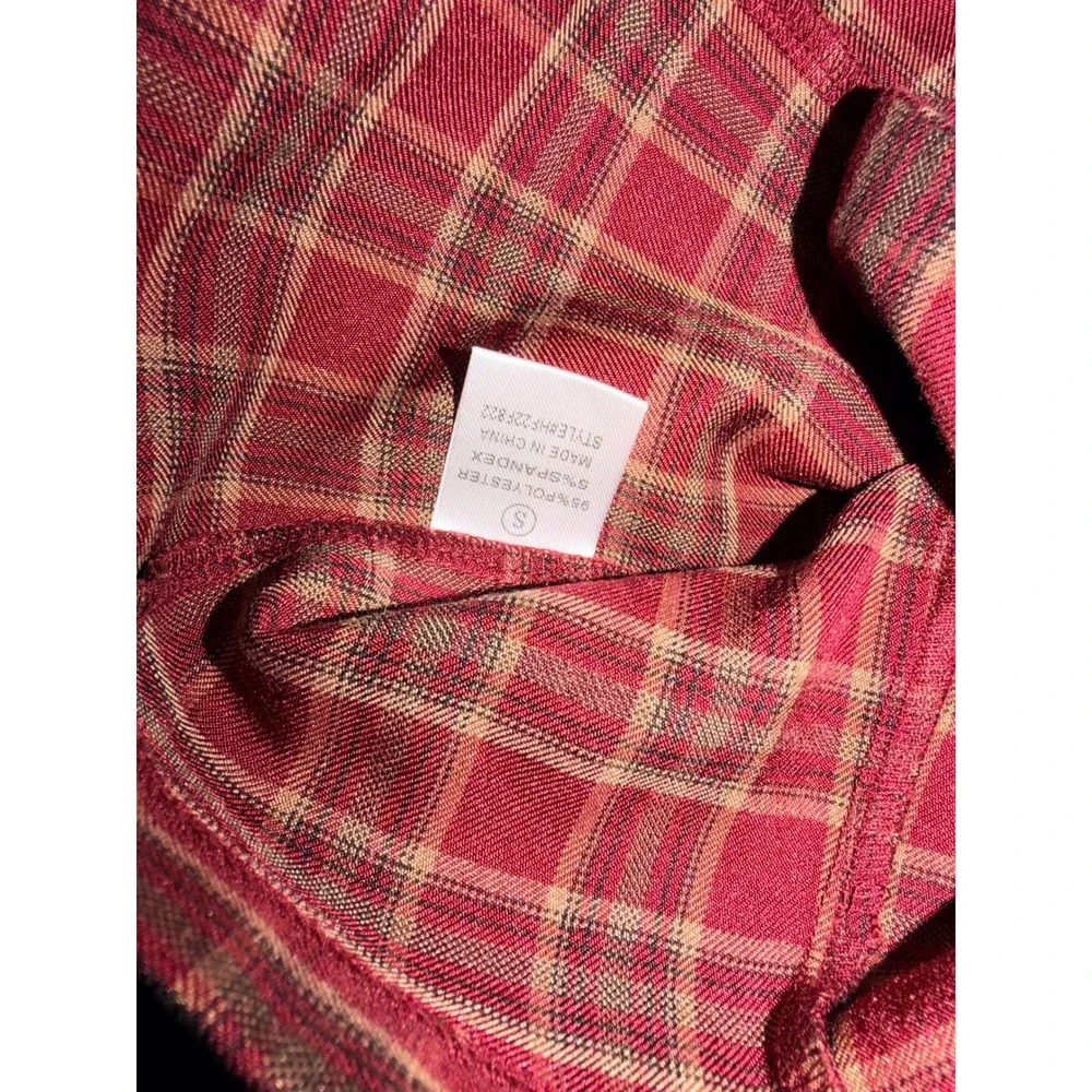 Hyfve Womens Red Plaid Cropped Single Button Blazer Top Small HF22F822